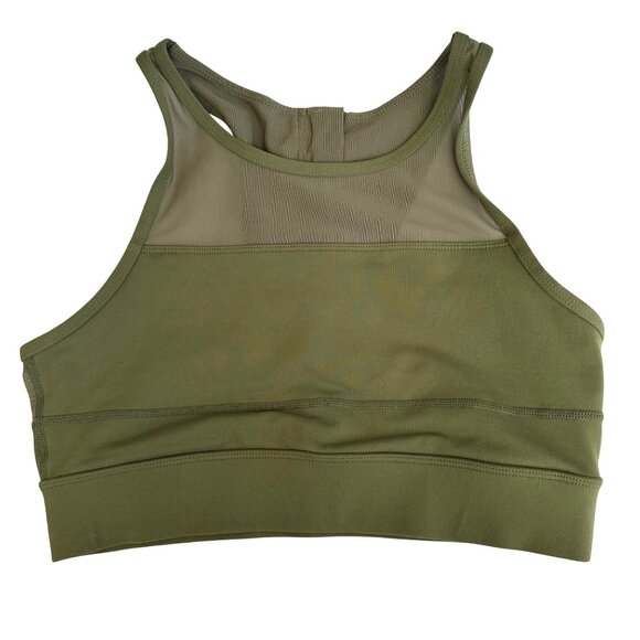 Zyia Active All Star Sports Bra Size Medium Olive Green Mesh Racerback - Picture 2 of 7